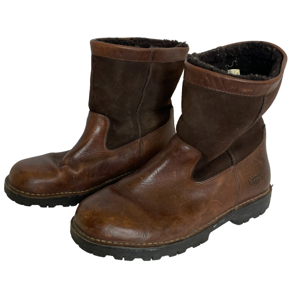Men's 12 Ugg Beacon Chocolate Brown Suede Shearling Boots Leather